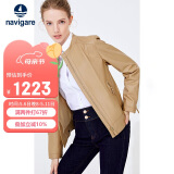 Navigare 意大利小帆船女士真皮皮衣秋冬款小立领羊皮机车服X2236700091 浅卡其 S 