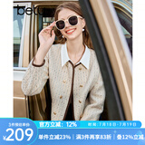 百图betu女装秋季新款短外套ins风短款双排扣小香风外套女2309T99 杏色 M