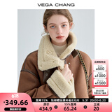 VEGA CHANG皮毛一体短外套女2024冬旷野美拉德加绒机车风大衣oversize 焦糖棕 M