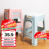 好尔凳子加厚成人家用板凳客厅厨房可叠摞塑料凳子带提手登大号北欧蓝