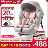Heekin德国 儿童安全座椅汽车用0-4-12岁婴儿宝宝360度旋转ISOFIX硬接口 尊享粉(遮阳棚+上拉带+侧保护)