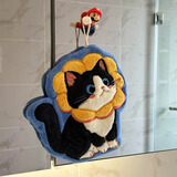 佳立方珊瑚绒擦手巾卡通可爱猫咪可挂式厨房卫生间毛巾家用加厚吸水速干