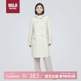 无印良品（MUJI）女式 羊毛混 牛角扣大衣 长款外套 毛呢大衣秋冬 米白色3A L 