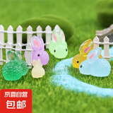 摆件微景观可爱动物卡通发光彩色小兔子夜光萌兔园艺植物树脂配件 随机色5个装