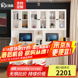 强象现代简欧书柜书桌一体双人电脑桌家用办公桌学习桌组合卧室书柜 款式4：1800*600*1900
