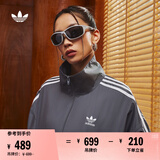 adidas情侣款复古风梭织立领夹克外套男女阿迪达斯官方三叶草 深灰 XL