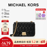 MICHAEL KORS礼物轻奢MK女包SLOAN小香风链条单肩斜挎腋下包 大号 黑色/金色