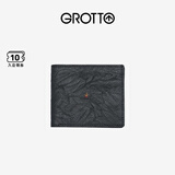 GROTTO个乐经典羊皮短款钱包手工真皮多卡位卡夹卡包情侣礼物 经典黑（小男孩）