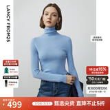 朗姿【王楚然同款】纯羊毛高领针织衫春冬内搭打底上衣旷野美拉德 天蓝色 M