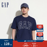 Gap【热卖爆款】男装夏撞色logo圆领短袖T恤纯棉上衣544465 藏青色 165/88A(S) 亚洲尺码