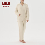 无印良品（MUJI）女式 发热毛毛纱家居连帽开衫 女士睡衣上衣单件家居服秋冬季保暖 米色 S-M (160/84A)