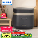 飞利浦（PHILIPS）【25分钟快速饭】多功能1.8L迷你电饭煲隐藏式触控顶屏 24小时智能预约电饭锅HD3072/90深灰金