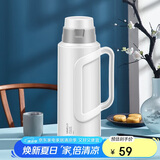 SIMELO明月保温壶保温瓶玻璃内胆304钢盖水壶学生宿舍热水瓶2.0L无印白