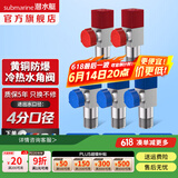 潜水艇（Submarine）角阀F301/F302黄铜加厚三角阀套装八字阀冷热 三通角阀全铜主体 黄铜角阀【3冷+2热】4分出水