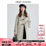 VEGA CHANG牛角扣呢子大衣女冬2024年学院风加厚毛呢大衣 燕麦色（小个子女生推荐） S