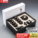 正扬石磨自动茶具套装家用亚光西域风情懒人泡茶壶冲茶器复古功夫陶瓷 沙金釉自动+8杯+礼盒