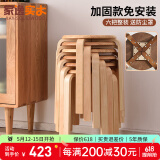 家逸（JIAYI）实木凳子小板凳餐凳椅子高矮凳休闲登子餐厅櫈子圆凳家用可叠放 原木色-加固升级款【六把整装】