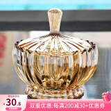 花语四季玻璃水果盘欧式家用客厅茶几高档轻奢零食糖果干果收纳盘大号欧式 糖果罐