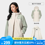 骆驼（CAMEL）拼色夹棉冲锋衣男女情侣棉服防风防水外套户外登山服 A23CA70136苍绿色/橡木灰，女 L
