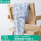 AB睡裤女春夏纯棉印花吸汗宽松透气休闲全棉女薄款高腰长裤家居裤 白底牡丹 XL