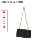 CHARLES&KEITH质感菱格链条小方钱包女包包女包生日礼物母亲节礼物CK6-10680924 Black黑色（新版） XS