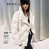 MO&Co.设计感羽绒服冬季机能风金属搭扣宽松高领轻暖摩安珂 奶白色-第2批 M