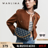 万里马（wanlima）W丹宁系列新款复古链条包个性牛仔花纹软包斜跨包单肩包 牛仔蓝/杏仁棕（大号）