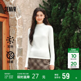 森马（Semir）长袖T恤女半高领吸湿发热抗菌2024冬紧身抓绒打底衫109724101001