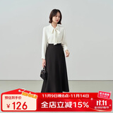 伯德小姐黑色职业半身裙女面试秋冬高级感西装a字裙伞裙通勤正装半裙通勤