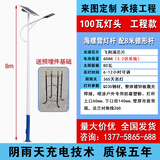 君扬照明太阳能路灯户外灯6米新农村道路庭院LED照明高杆灯全套超亮大功率 8米100W灯头 100W板 80A电池海螺