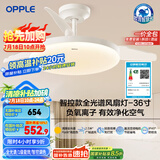 欧普（OPPLE）风扇灯吊扇灯护眼全光谱智控LED照明Ra95餐厅卧室灯包安装 冰风白