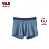 无印良品（MUJI）男式 莱赛尔 前封口 平角内裤 裤头四角裤 烟熏蓝色 1条 L （175/88A）