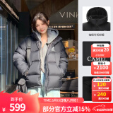 骆驼羽绒服女冬季新款热反射升温保暖加厚连帽面包服短款外套 734CA6B605D，幻影黑，男女同款 无袖标 S