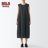 无印良品 MUJI 女式 亚麻水洗 无袖连衣裙 BCL48C2S 黑色 M-L