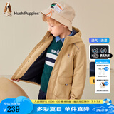 暇步士（Hush Puppies）童装儿童厚风衣冬季新款男女大童纯色摇粒绒外套时尚厚风衣 暖卡其 160 cm