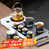 尚言坊茶具整套带茶盘带煮茶烧水一体式茶台泡茶套装 白显屏致远套装