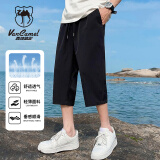 西域骆驼（VANCAMEL）短裤男夏季男裤子宽松休闲冰凉透气跑步运动七分裤 黑色 3XL