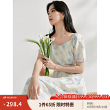 茵曼（INMAN）法式碎花高级感2025夏女新款休闲中长吊带连衣裙子 月蓝连衣裙-18424791 L