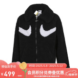 耐克(NIKE)女冬季翻领夹克 加绒保暖 毛绒 休闲运动 DD5621-010黑色L