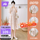 婧麒（JOYNCLEON）孕妇装夏季孕妇连衣裙薄款大码宽松波点碎花长裙 桔 XL Jly157192