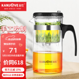 金灶（KAMJOVE）玻璃茶壶 按压式飘逸杯 茶水壶玻璃茶具 茶水分离杯泡茶器泡茶壶 TP-200搭配玻璃杯K-106【4只装】