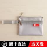 OIMG透明帆布双层零钱卡包拉链包卡片硬币身份证银行卡收纳包迷你小巧 双层卡片袋/灰色/1个（2个起拍）