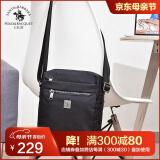 圣大保罗单肩包男士斜挎包休闲牛津布包大容量商务多功能轻便男包时尚出游 竖款黑色小号【19.5*7.5*22cm】