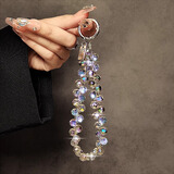 艾派客手机壳挂绳水晶手腕款女生手提链防丢夹片轻奢高级感贴片短款挂脖电话套挂件创意挂坠新款苹果华为 【彩色】琥珀水滴水晶手链+透明夹片 通用