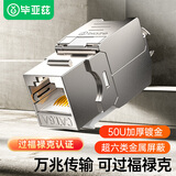 毕亚兹 超六类万兆网络模块 金属屏蔽180°度免打压线CAT6.A加厚50U镀金RJ45水晶头插座86面板网口线模块