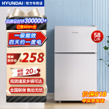 HYUNDAI韩国现代冰箱双开门小型一级能效小冰箱家用宿舍租房冷藏冷冻电冰箱节能省电保鲜低噪 58L银【一级能效、店长力荐】