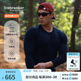 icebreaker100%美利奴羊毛男女200Oasis可机洗户外登山跑步运动滑雪功能内衣 黑色-上衣-男生 L