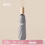 七麦麦防晒晴雨伞三折太阳伞遮阳伞女防晒伞防紫外线折叠伞男商务木柄