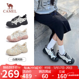 骆驼（CAMEL）丑萌登山鞋女时尚撞色户外休闲鞋 L24S076620 米/银/黑 40
