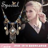 special复古短款项链锁骨链女颈链流苏镂空个性衬肤神秘 黑色 流苏镂空项链